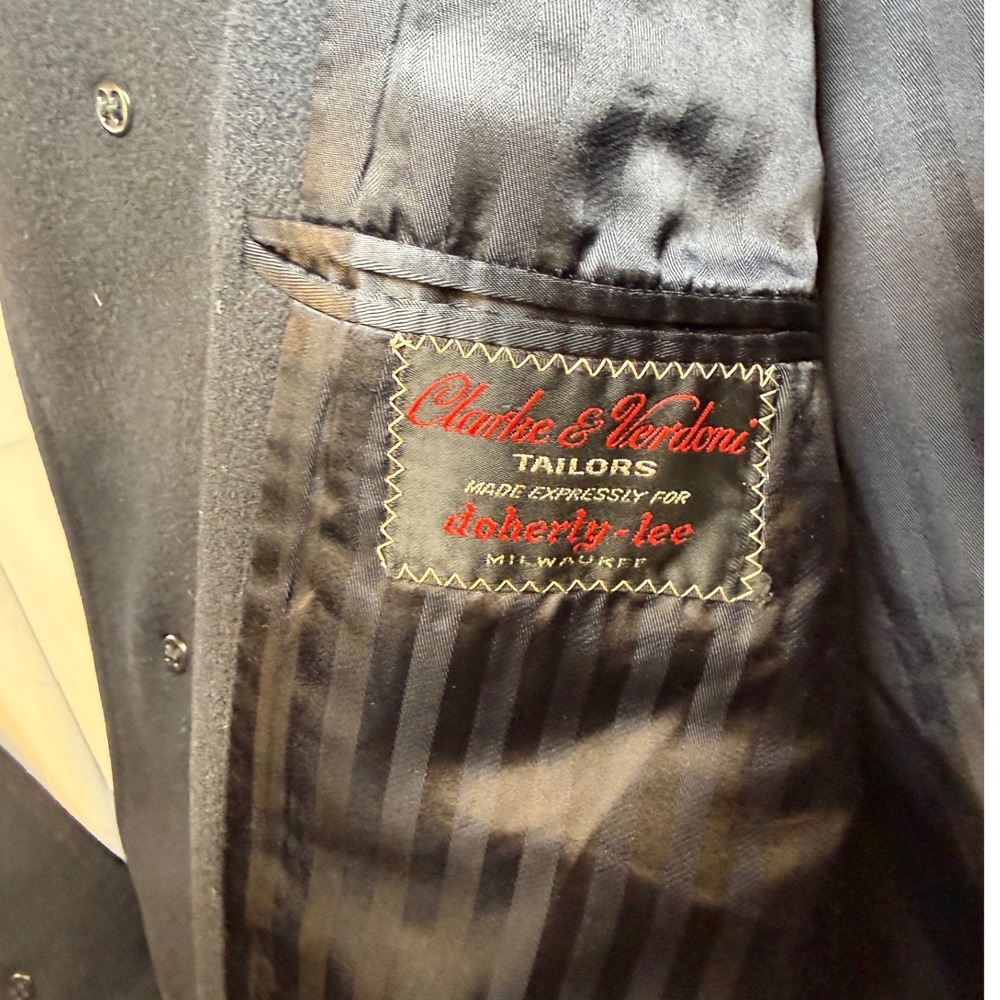 Doherty-Lee Tailoring Imported Cashmere Vintage Black‎ Long Coat Classy 38R - Picture 12 of 14